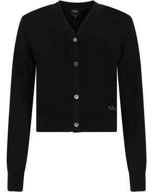 A.P.C. Truien & Vesten ,Zwart ,Katoen Crop Cardigan Van Katoen