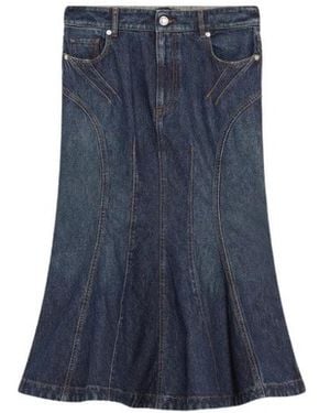 Sportmax Retro Mermaid Cut Denim Rock - Blau