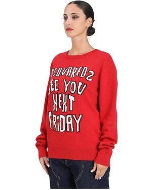 DSquared² Round-Neck Knitwear - Rojo
