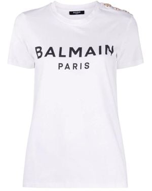 Balmain Flocked Paris T-shirt - White