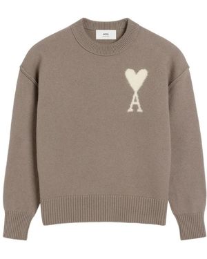 Ami Paris Maglione con logo a cuore - Grigio