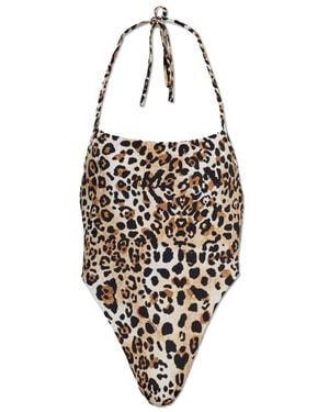 DSquared² Badmode ,Bruin ,Badpak Uit Één Stuk Met Dierenprint - Zwart
