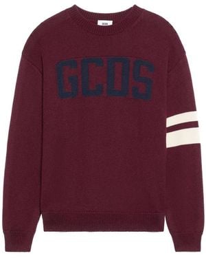 Gcds Truien & Vesten ,Rood ,Wol Logo Regular Sweater - Paars