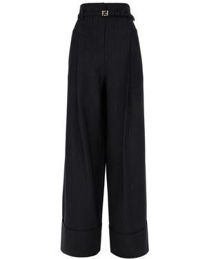 Fendi Pinstripe Belted Broeken - Zwart