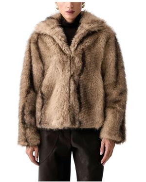 Silvian Heach Jassen ,Bruin ,Nepbont Nepbont & Shearling Jas
