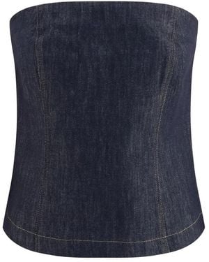 Brunello Cucinelli Denim Effect Twill Bandeau Top - Blauw