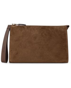 Tom Ford Stilvolle Ledertasche Mit Reißverschluss - Braun