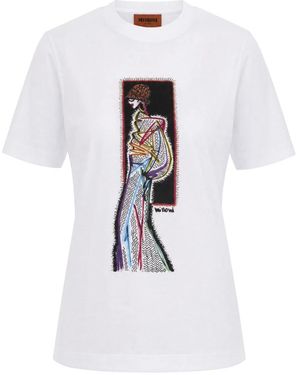 Missoni Tops ,Wit ,Katoen Bedruikt Katoenen Jersey T-Shirt Met Ronde Hals