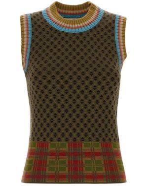 Dries Van Noten Truien & Vesten ,Veelkleurig ,Wol Temi Vest - Groen