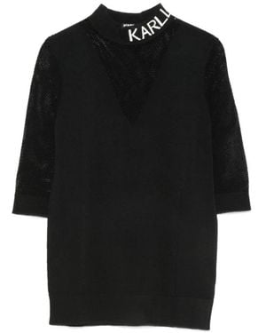 KARL LAGERFELD Shirt Filo Nera M/Rete - Zwart
