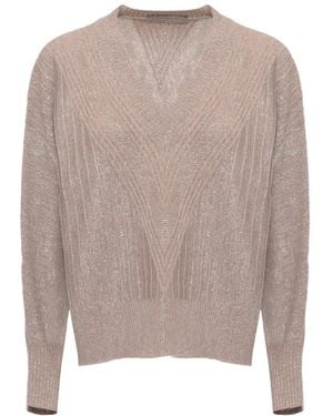 D.exterior Truien & Vesten ,Wol Lurex V-Hals Wollen Trui - Grijs