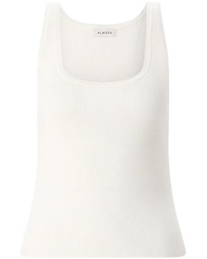 Almala Tops ,Wol Geribbelde Mouwloze Top - Wit