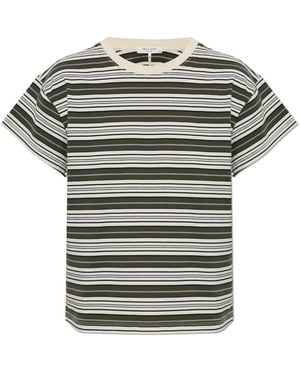 Rag & Bone Tops ,Groen ,Katoen The Slub Striped Tee - Grijs