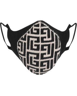 Balmain Maschera di cotone con monogramma - Nero
