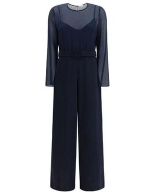 P.A.R.O.S.H. P.A.R.O..H. ,Jumpsuits & Playsuits ,Blauw ,Polyester Polyester Jumpsuit Met Knoopsluiting Aan De Voorkant En Zakken
