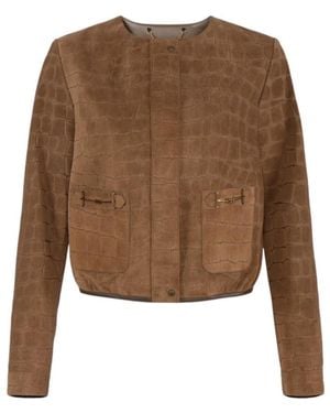 Elisabetta Franchi Leather Jackets - Brown