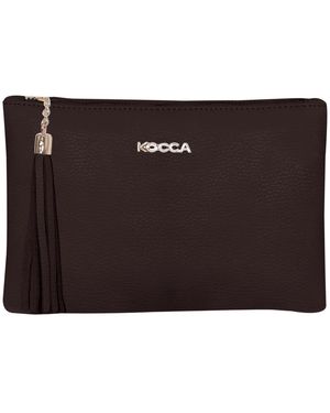 Kocca Tassen ,Bruin ,Leren Handtas Met Afneembare Kettingriem - Zwart