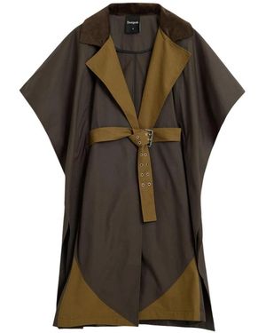 Desigual Jassen ,Bruin ,Katoen Poncho Trenchy Wax - Groen