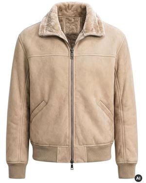 Giorgio Brato Jassen ,Leer Oversized Shearling Bomber - Naturel