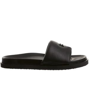 Högl Schoenen ,Zwart ,Leer Brenda Open-Toe Slides