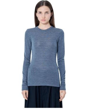 Rohe Feine Merinowolle Langarm - Blau