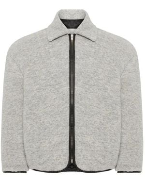 JW Anderson Lichtgrijze Jas Met Ritssluiting En Klassieke Kraag - Grijs