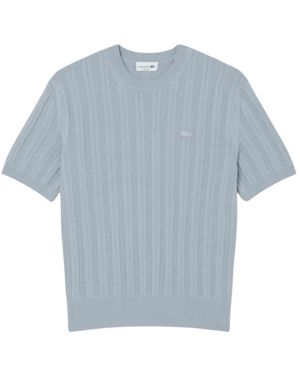 Lacoste Truien & Vesten ,Blauw ,Katoen Korte Mouwen Gebreide Trui Met Ronde Hals