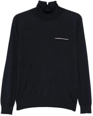 Peserico Truien & Vesten ,Blauw ,Trui Met Hoge Hals En Kralenversiering - Zwart