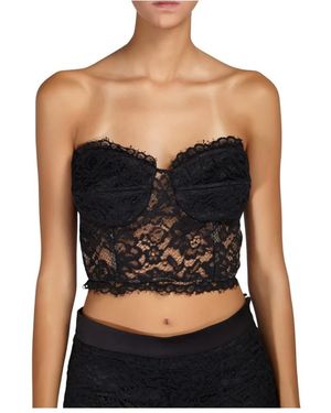 Doris S Elegantes Spitzen-Crop-Top - Schwarz