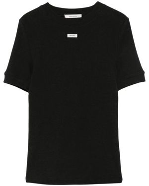 Entire studios Tops ,Zwart ,Katoen Ribbed Logo T-Shirt