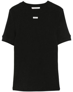 Entire studios Tops ,Zwart ,Katoen Ribbed Logo T-Shirt