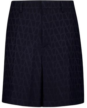 Valentino Garavani Silk Toile Iconographe Bermuda Shorts - Blauw