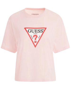 Guess Camiseta Boxy De Algodón Orgánico, Mujer, Talla - Rosa