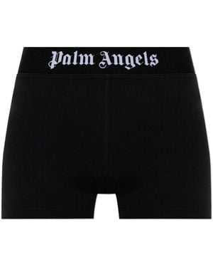 Palm Angels Korte Broeken ,Zwart ,Logo Shorts