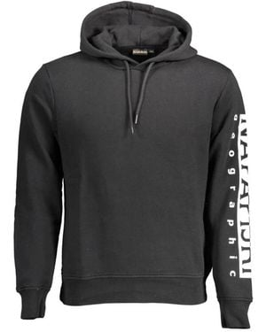 Napapijri Schwarzer Baumwollkapuzenpullover Mit Druck