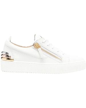 Giuseppe Zanotti Leren Sneakers Met Ritsdetail - Wit