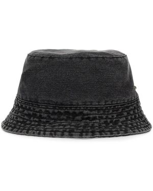 Our Legacy Washed Denim Bucket Hat - Schwarz
