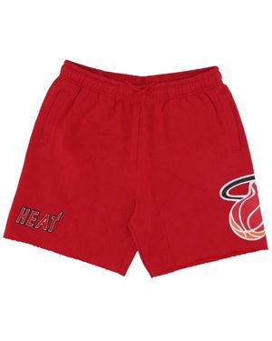 Mitchell & Ness Fitness ,Rood ,Katoen Miami Heat Vintage Logo Fleece Shorts