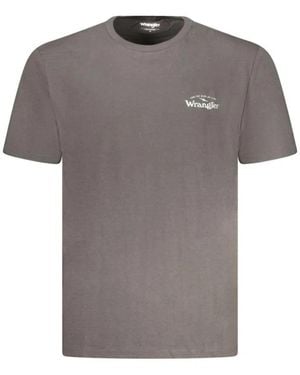 Wrangler Tops ,Grijs ,Katoen T-Shirt Met Grafische Print En Ronde Hals
