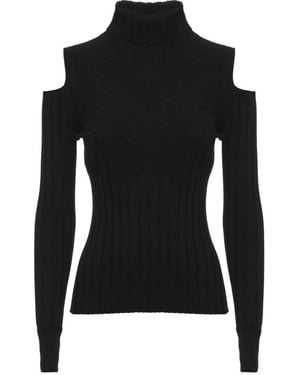D.exterior Truien & Vesten ,Zwart ,Polyester Trui Met Hoge Hals En Ribbelstructuur