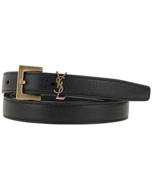 Saint Laurent Black Calf Leather Bos Taurus Regular Belt