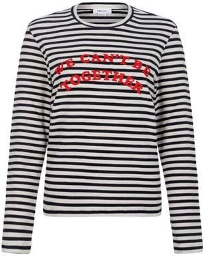 McQueen Truien & Vesten ,Veelkleurig ,Katoen T-Shirt Met Lange Mouwen En Strepen - Wit