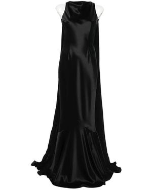 retroféte Schwarzes Satin Cowl Neck Fishtail Kleid