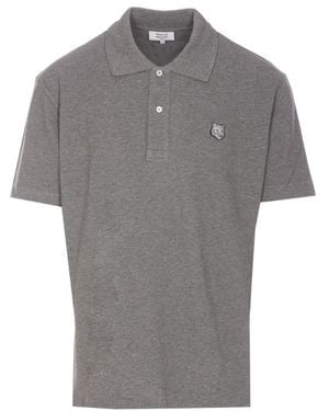 Maison Kitsuné Graues Polo-Shirt Mit Logo-Patch
