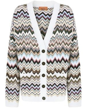 Missoni Truien & Vesten ,Veelkleurig ,Wol Oversized Zig Zag Vest - Zwart