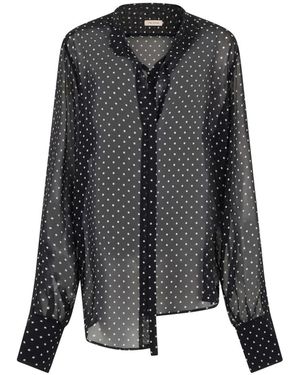 The Mannei Zijden Blouse Met Polka Dots - Zwart