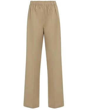 Prada Wijde Katoenen Broek - Naturel