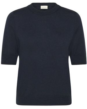 Part Two Truien & Vesten ,Blauw ,Wol Korte Mouw Donkerblauwe Gebreide Trui