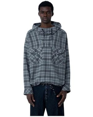 Martine Rose Check Hooded Sweatshirt - Blauw