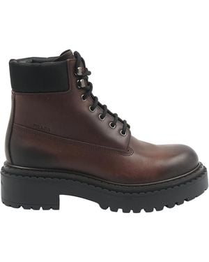 Prada Lace-Up Boots - Brown